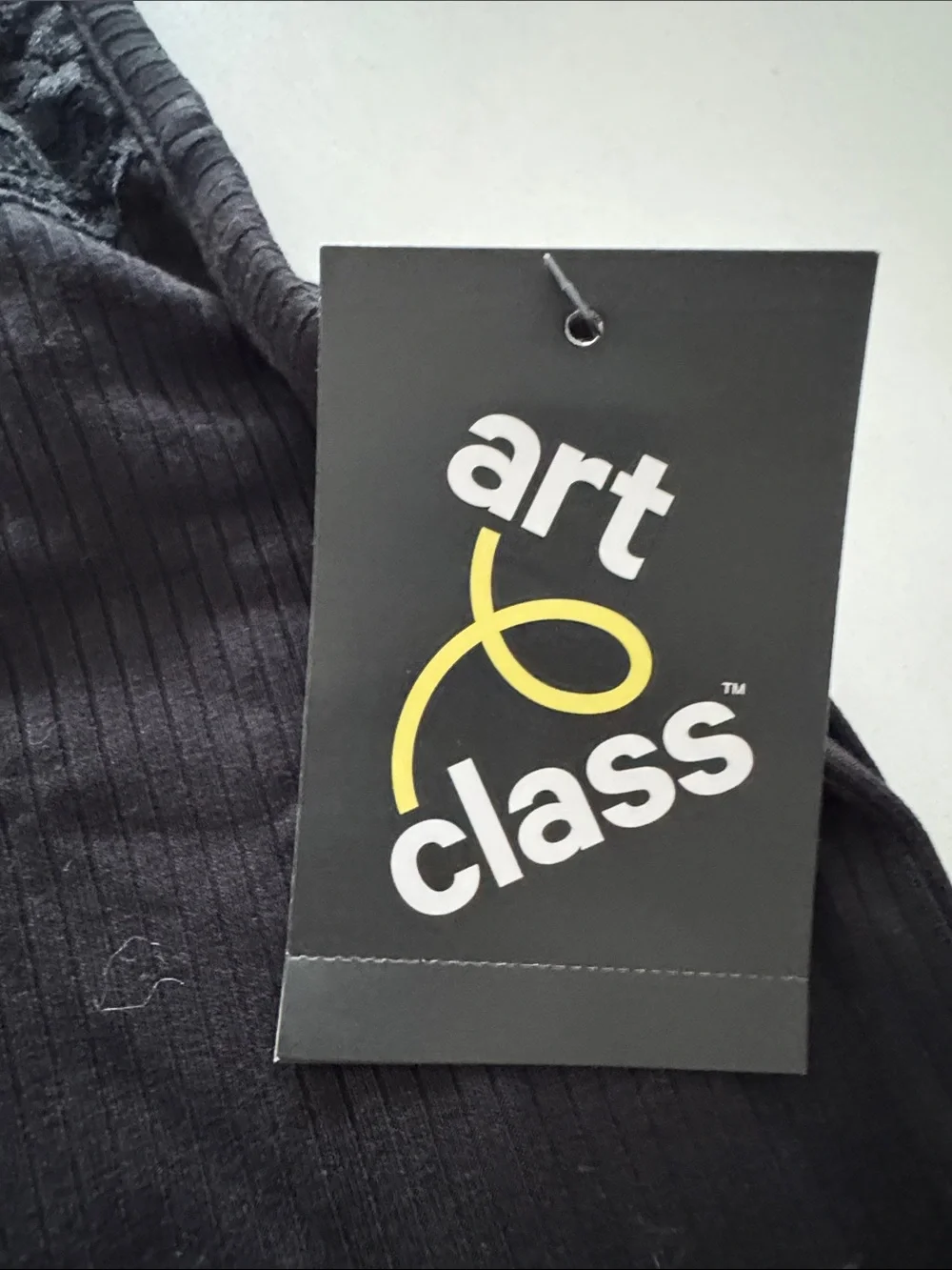 art class Black Ribbed Lace-Trim Girls Tank Top